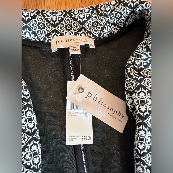 Women’s Philosophy Black And White Patterned Coatigan Size XL NWT - Picture 3 of 4
